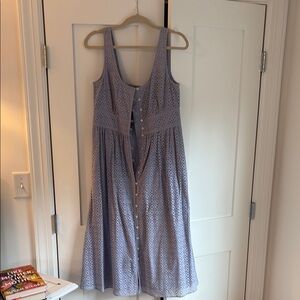 J. Crew Purple Buttoned Ruched Midi Dress